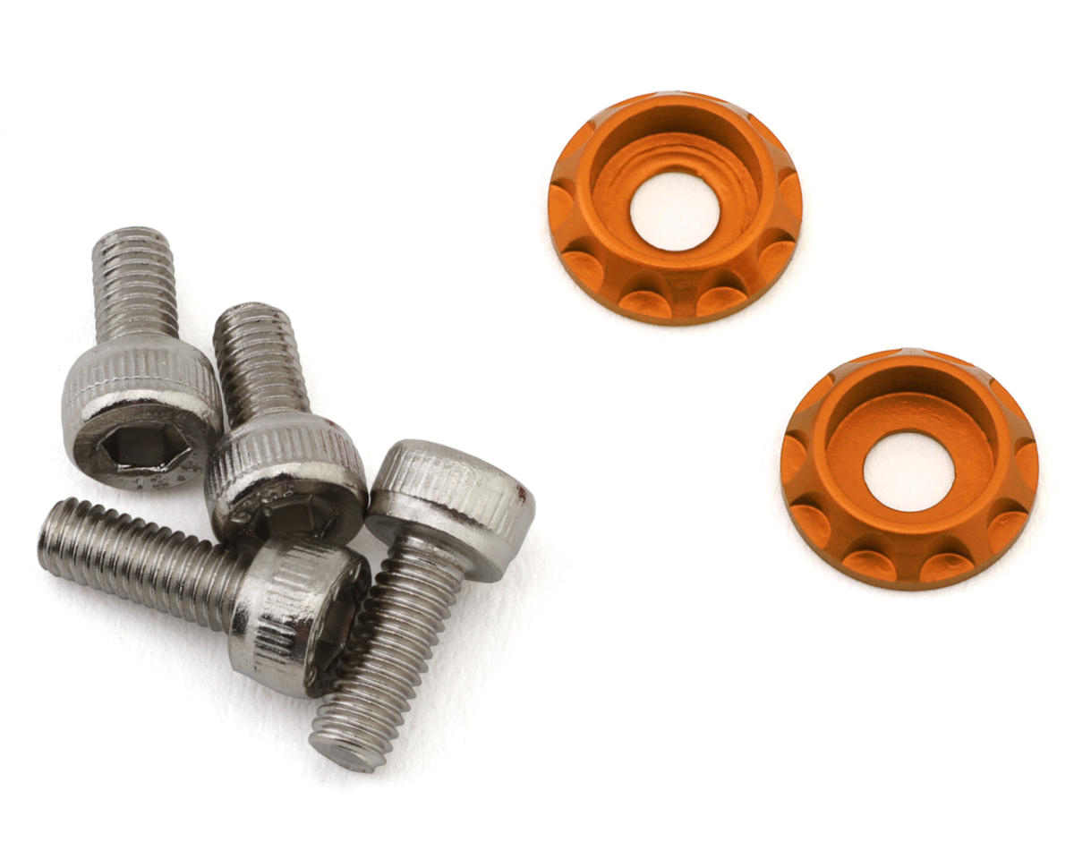 Team Brood 3mm 6061 Aluminum Heatsink Motor Washers w/Screws (Orange)