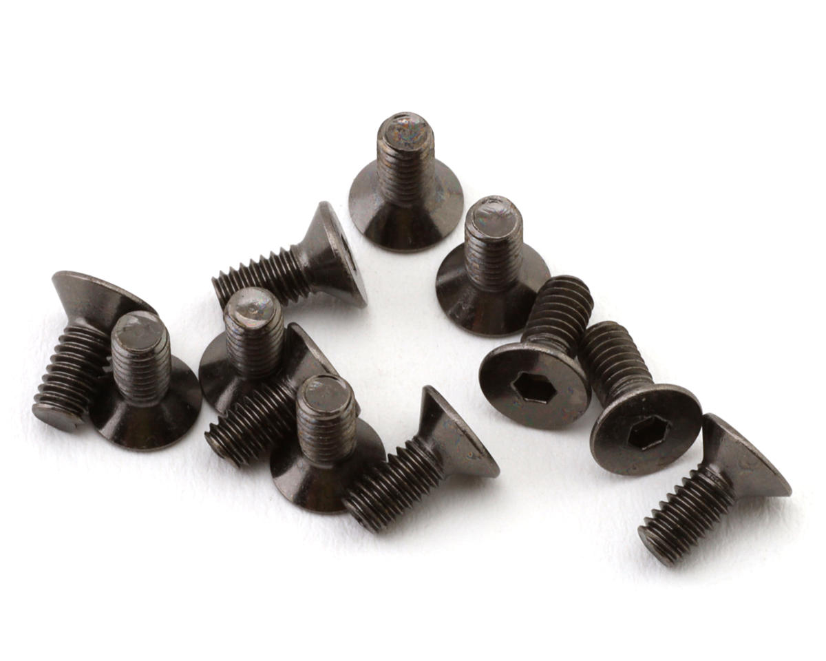 Team Brood 2.5mm 12.9 Black Nickel Flat Head Hex Screw (12) (2.5x6mm)