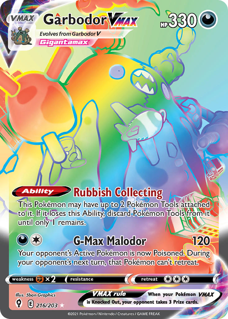 Garbodor VMAX (Secret) - 216/203 (SWSH07) Secret Rare - Near Mint Holo