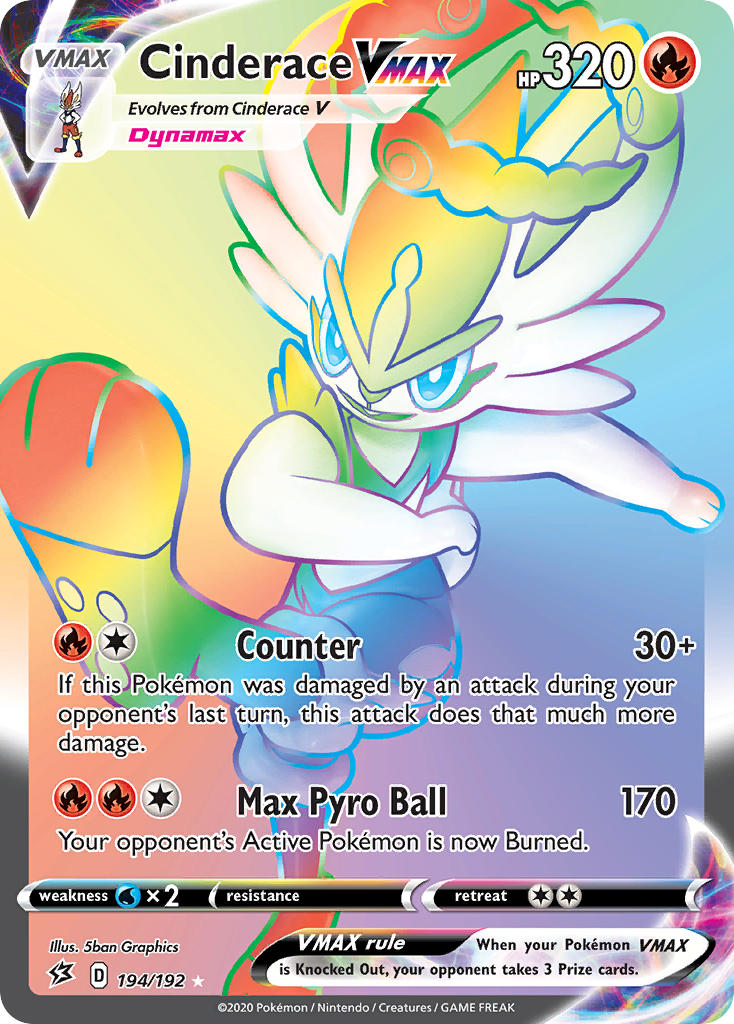 Cinderace VMAX (Secret) - 194/192 (SWSH02) Secret Rare - Near Mint Hol
