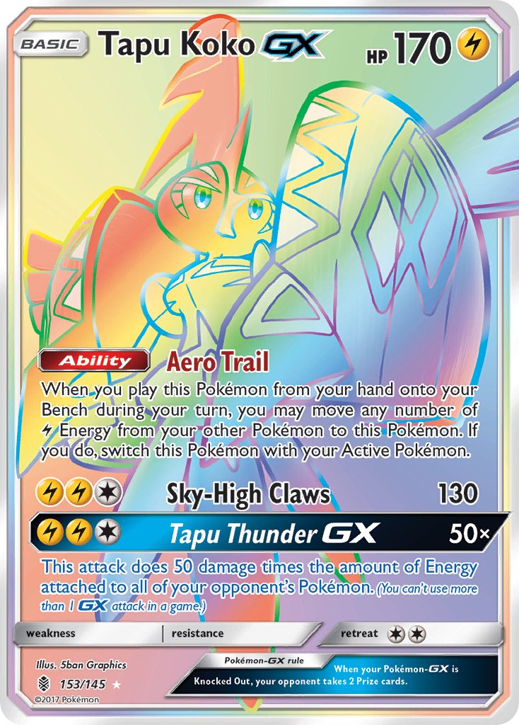 Tapu Koko GX (Secret) - 153/145 (SM:GRI) Secret Rare - Near Mint Holof