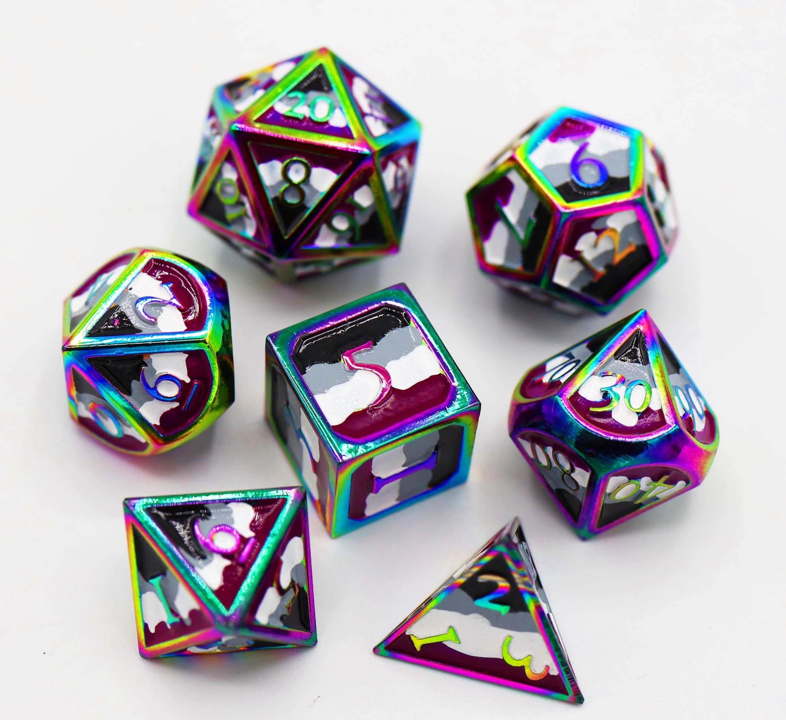 Asexual Pride Flag RPG Metal Dice Set