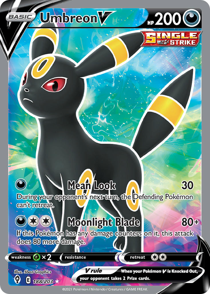Umbreon V (Full Art) - 188/203 (SWSH07) Ultra Rare - Near Mint Holofoi