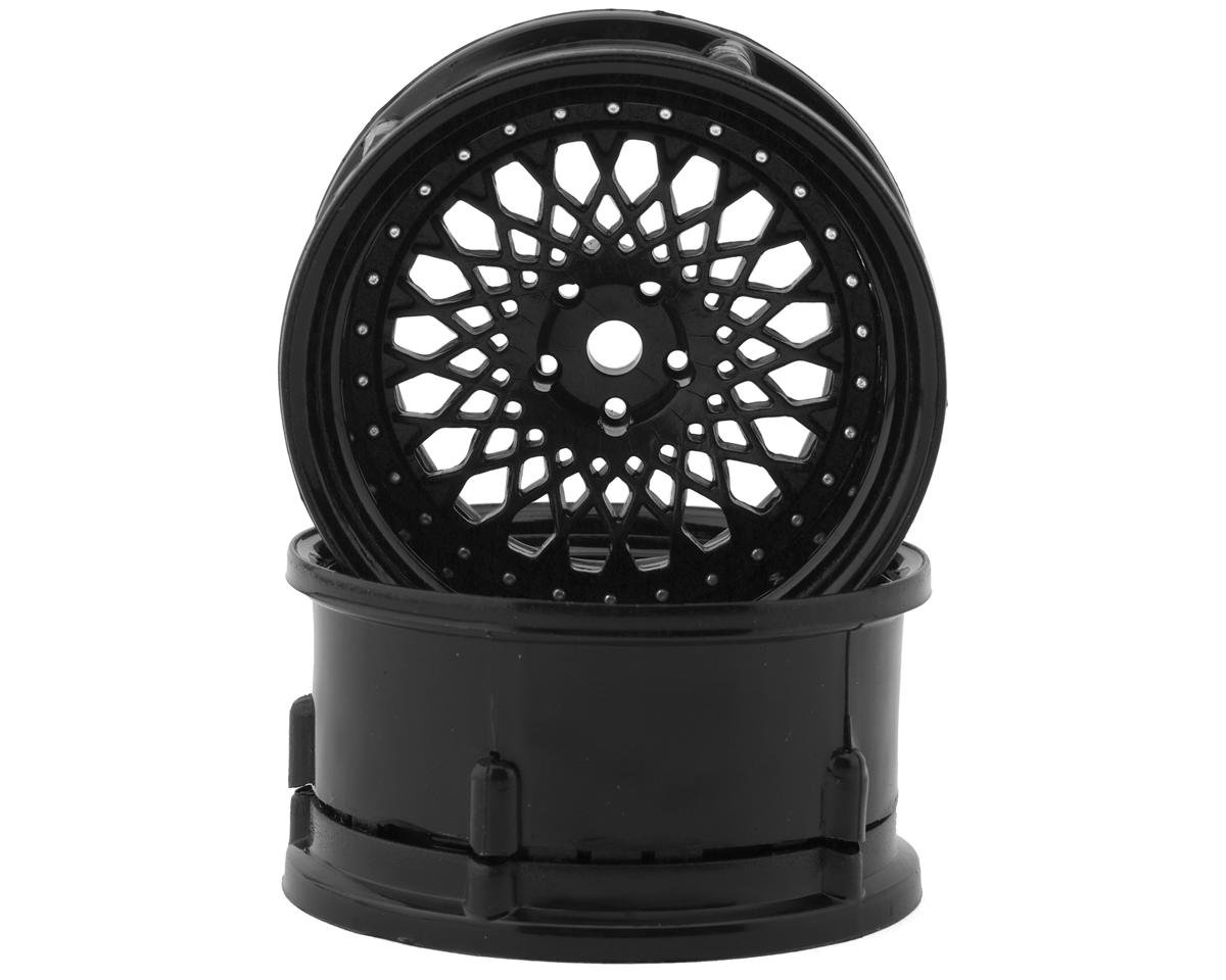 DS Racing Drift Element Mesh Drift Wheels (Triple Black w/Silver Rivets) (2) (Adjustable Offset) w/12mm Hex