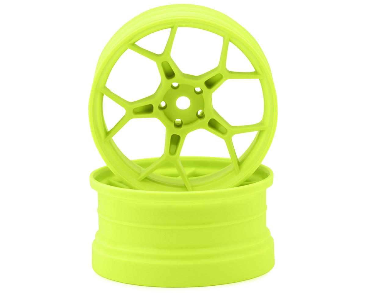 DS Racing Feathery Split Spoke Drift Wheels (Flu Lime) (2) (6mm Offset) w/12mm Hex
