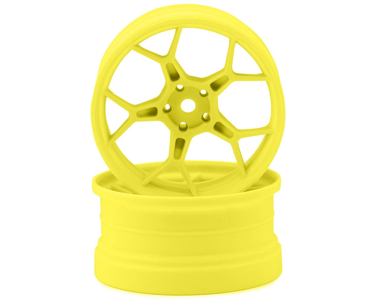 DS Racing Feathery Split Spoke Drift Wheels (Flu Yellow) (2) (6mm Offset) w/12mm Hex