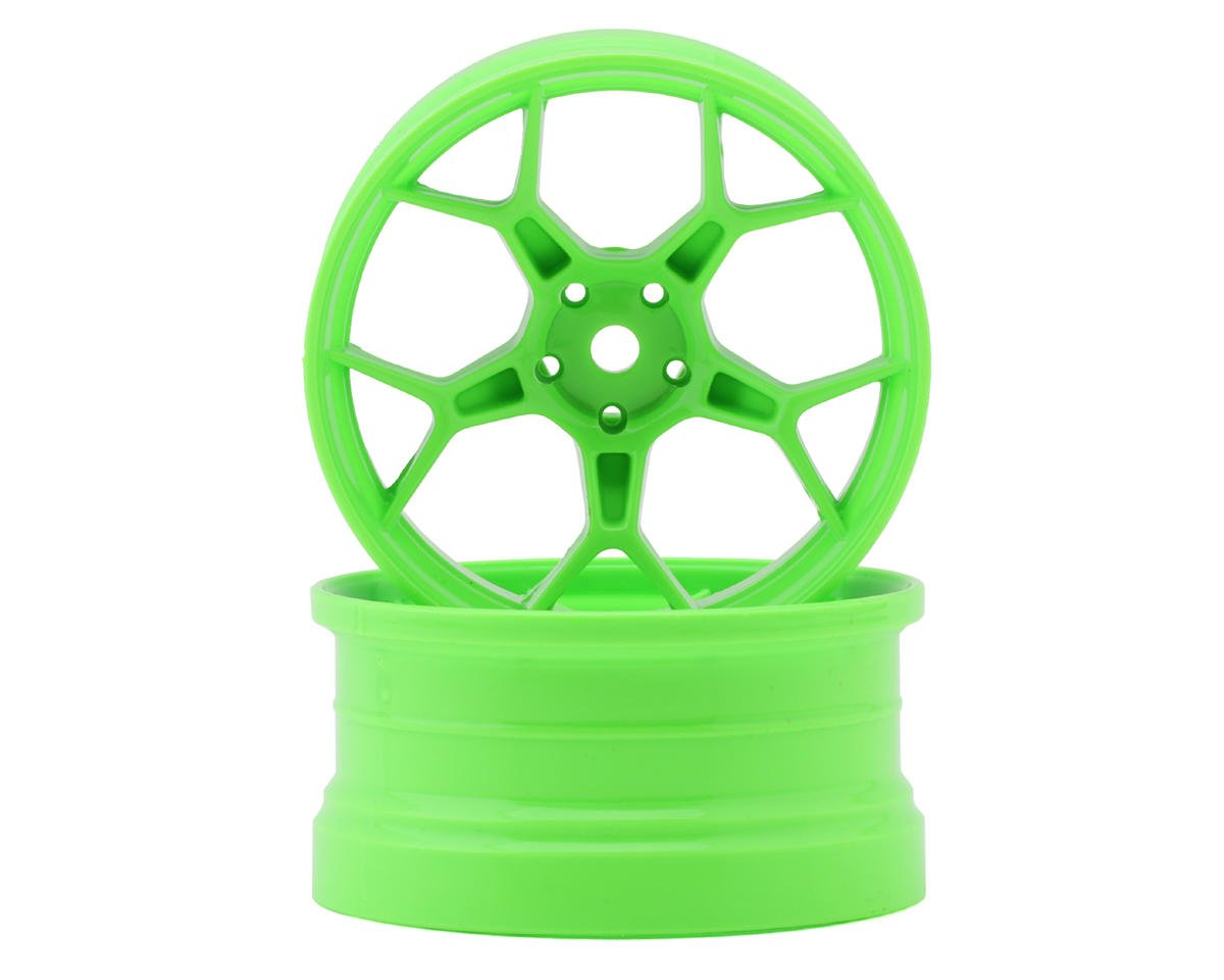 DS Racing Feathery Split Spoke Drift Wheels (Flu Green) (2) (8mm Offset) w/12mm Hex
