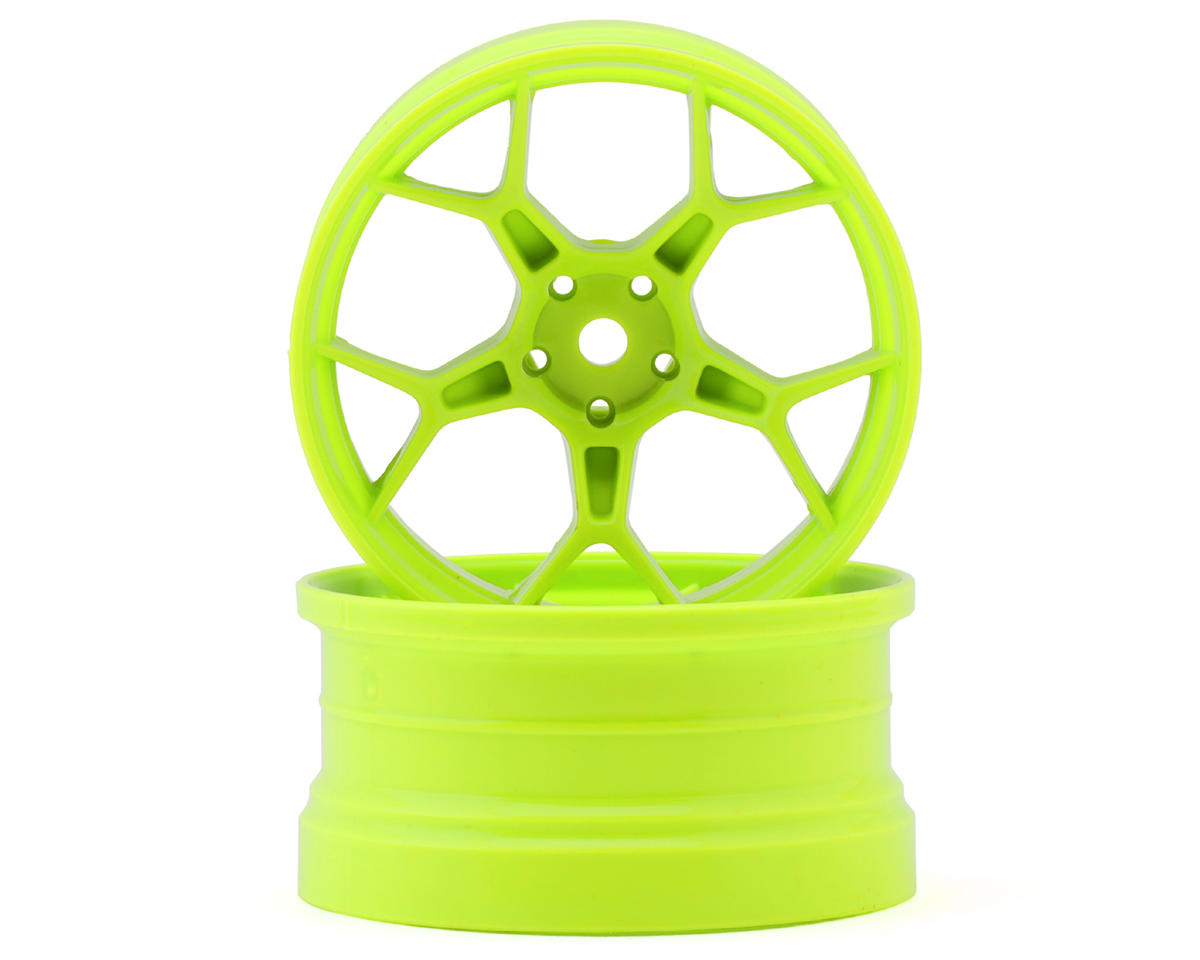DS Racing Feathery Split Spoke Drift Wheels (Flu Lime) (2) (8mm Offset) w/12mm Hex
