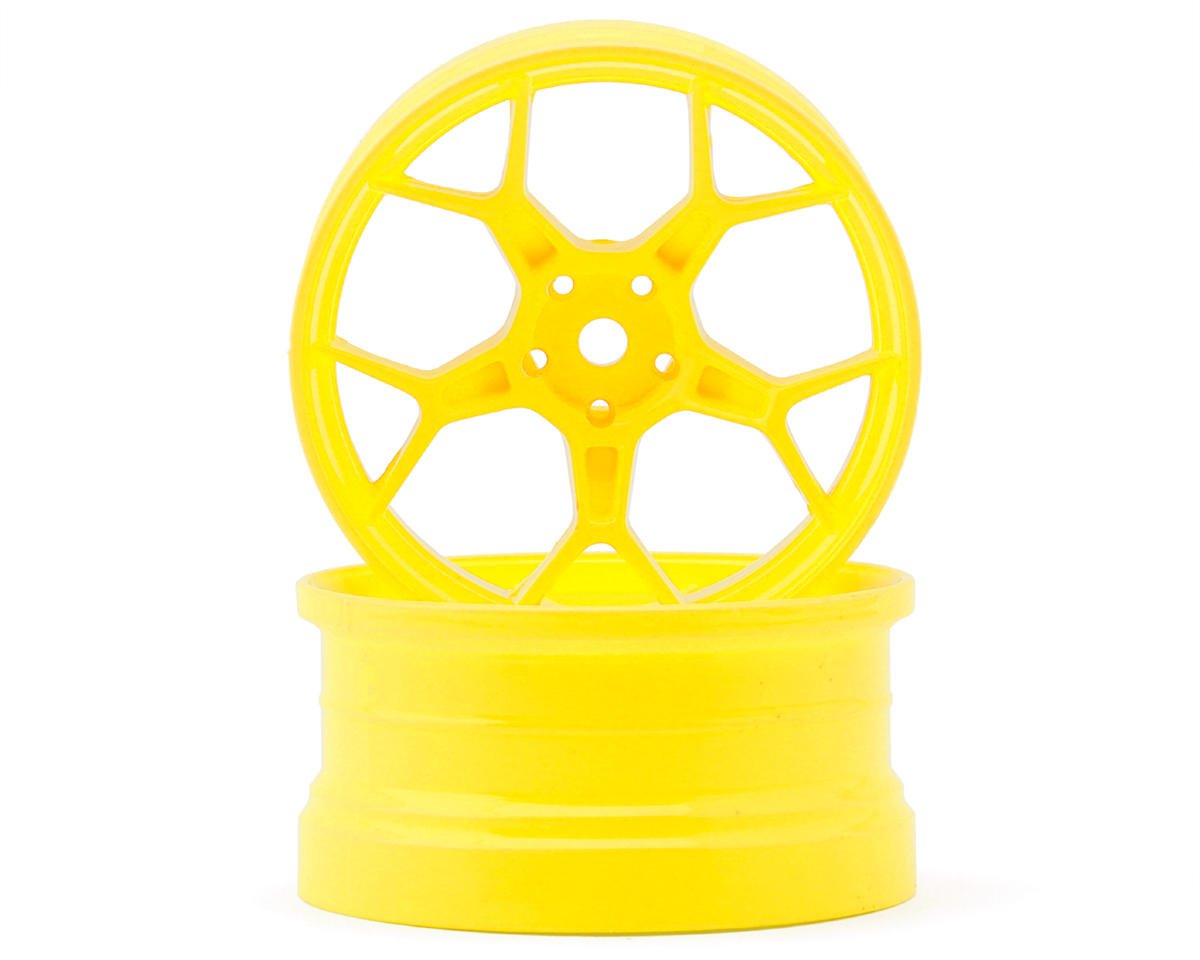 DS Racing Feathery Split Spoke Drift Wheels (Flu Yellow) (2) (8mm Offset) w/12mm Hex