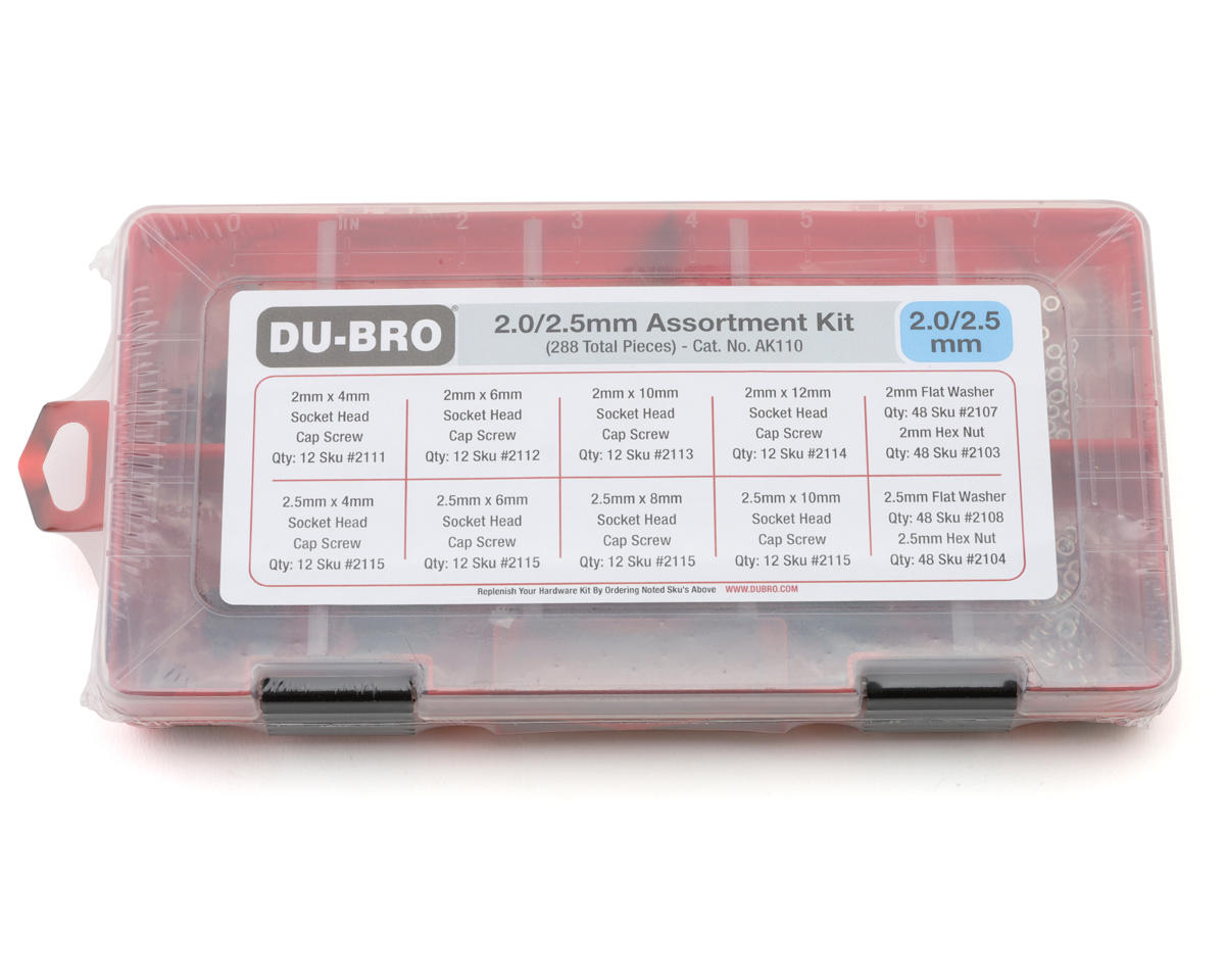 DuBro 2.0/2.5mm Hardware Assortment Kit (288) w/Screws, Nuts & Washers