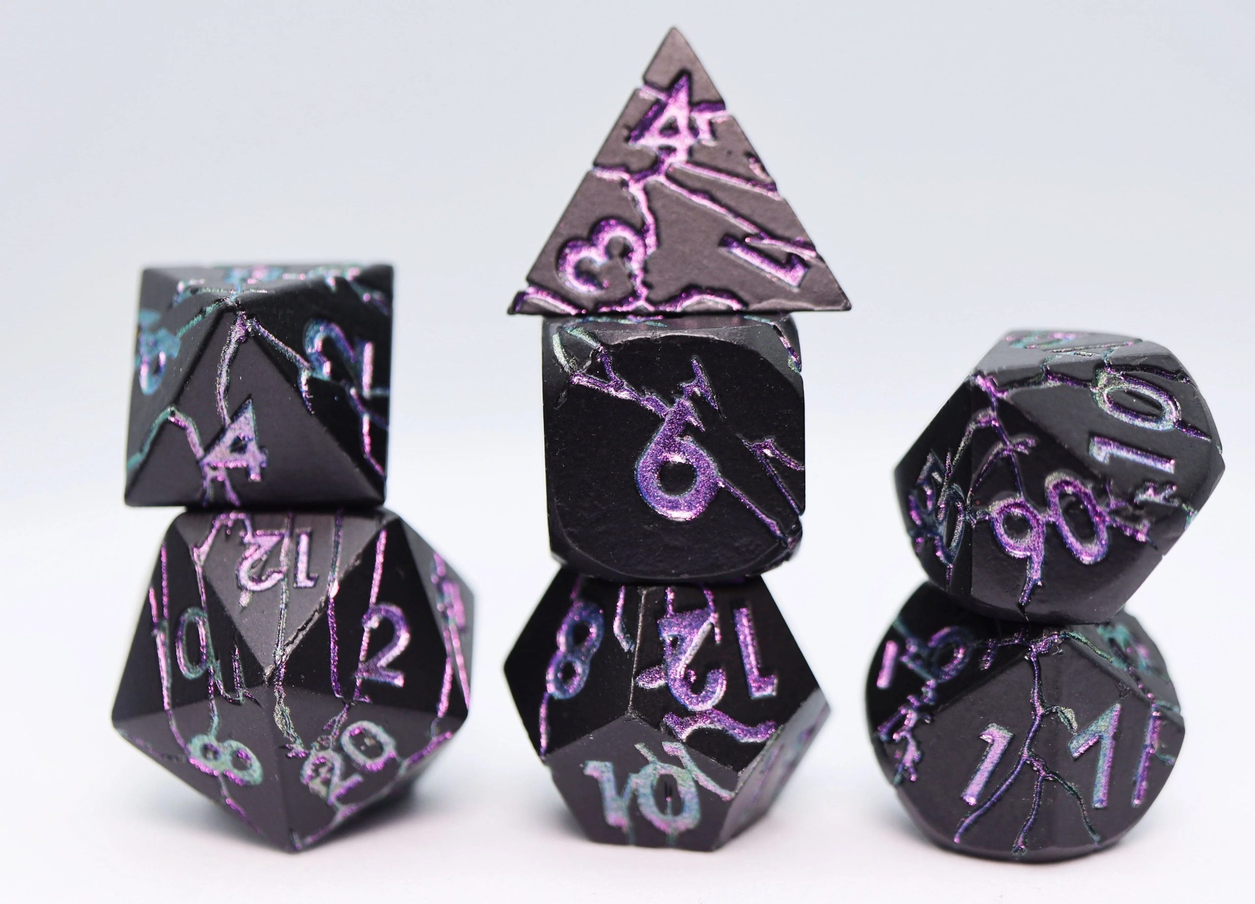 Purple Lightning RPG Metal Dice Set