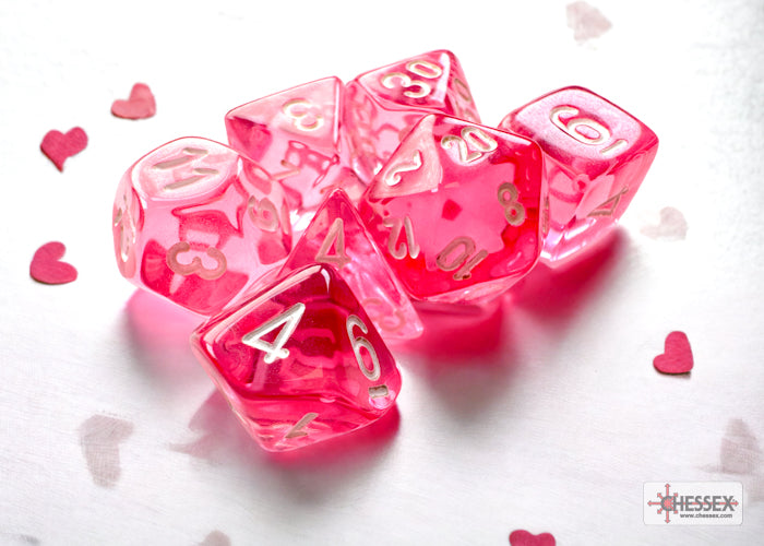 CHX20384: Translucent - Mini Poly Set Pink w/white (7)