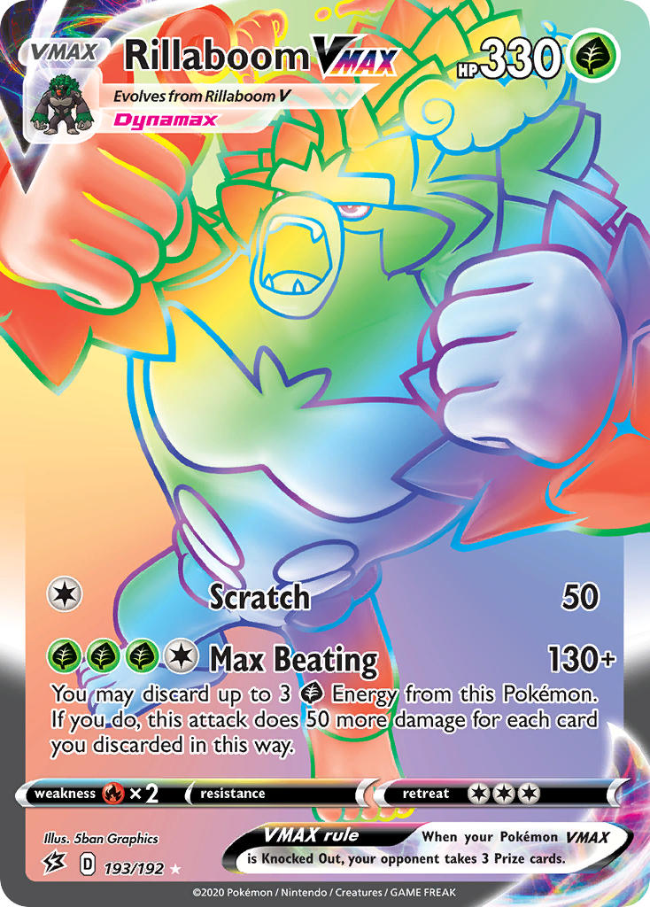Rillaboom VMAX (Secret) - 193/192 (SWSH02) Secret Rare - Near Mint Hol