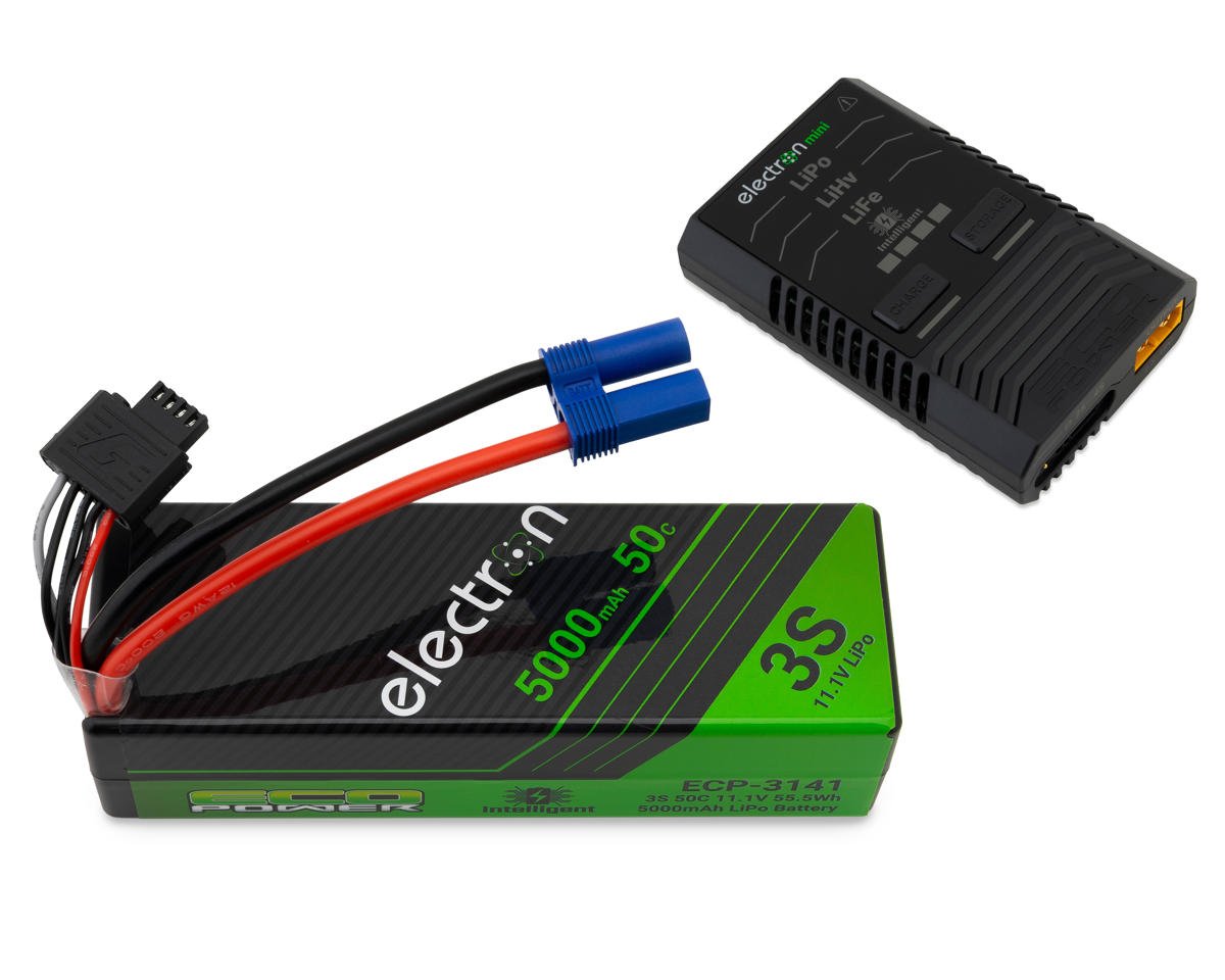 EcoPower Intelligent 3S 5000mAh EC5 LiPo Battery/"Electron Mini" Charger Bundle (Arrma™/Losi™ 3S vehicles & SCX6)