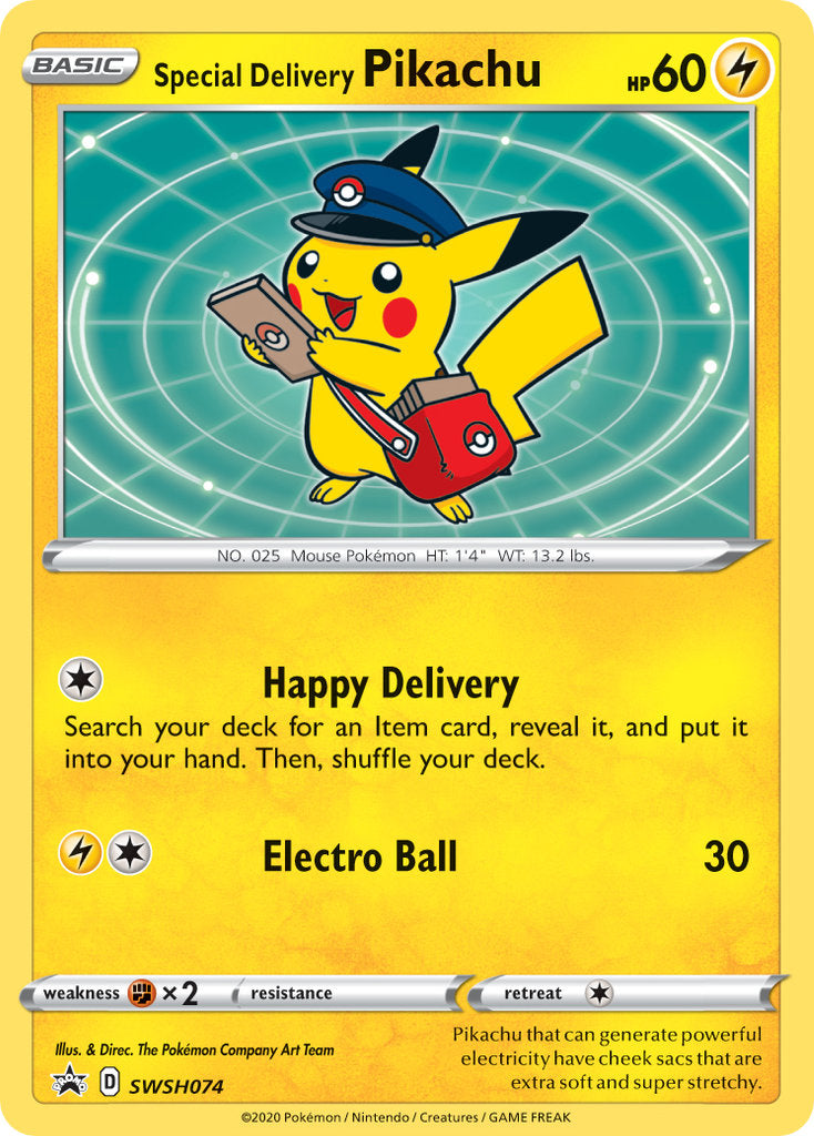 Special Delivery Pikachu - SWSH074 (SWSH:PR) Promo - Near Mint Holofoi
