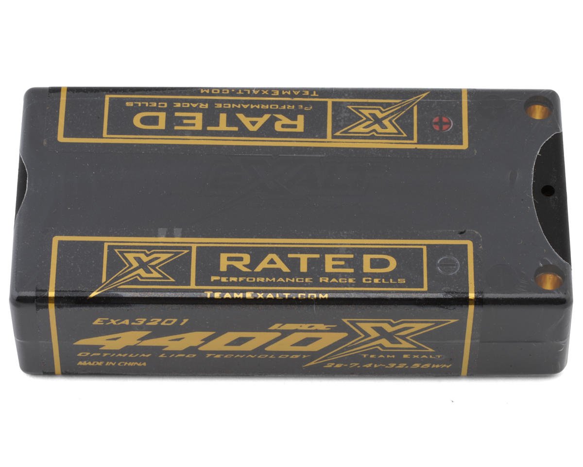 Team Exalt "X-Rated" Shorty 2S 150C Lipo Battery (7.4V/4400mAh) w/5mm Connectors (ROAR Approved)