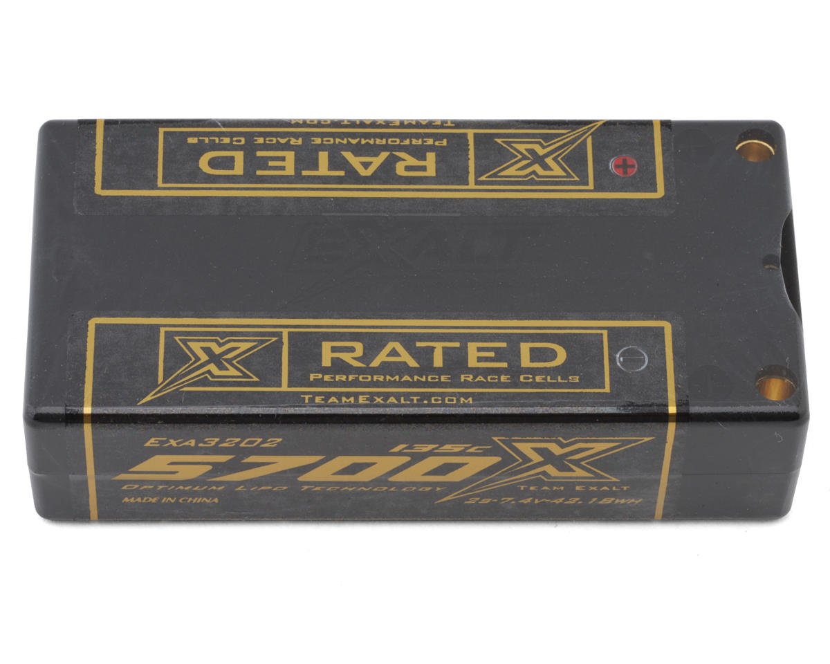 Team Exalt "X-Rated" Shorty 2S 135C LiPo Battery (7.4V/5700mAh) w/5mm Connectors (ROAR Approved)