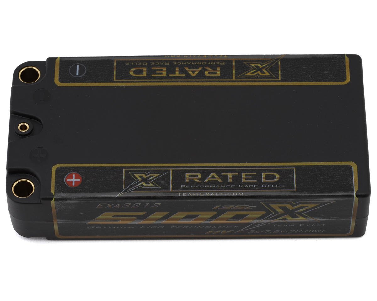 Team Exalt 2S 135C "X-Rated" HVX Hardcase LCG "Shorty" LiHV Battery (7.6V/5100mAh) w/5mm Connectors (ROAR Approved)