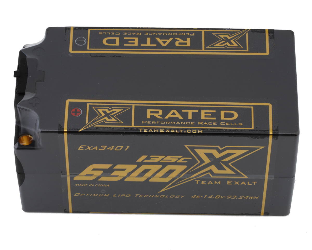 Team Exalt "X-Rated" HVX Shorty 4S 135C Lipo Battery (14.8V/6300mAh) w/5mm Connectors (ROAR Approved)