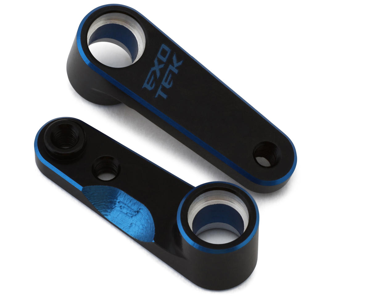 Exotek Associated B7 Aluminum HD Steering Cranks (Black/Blue)