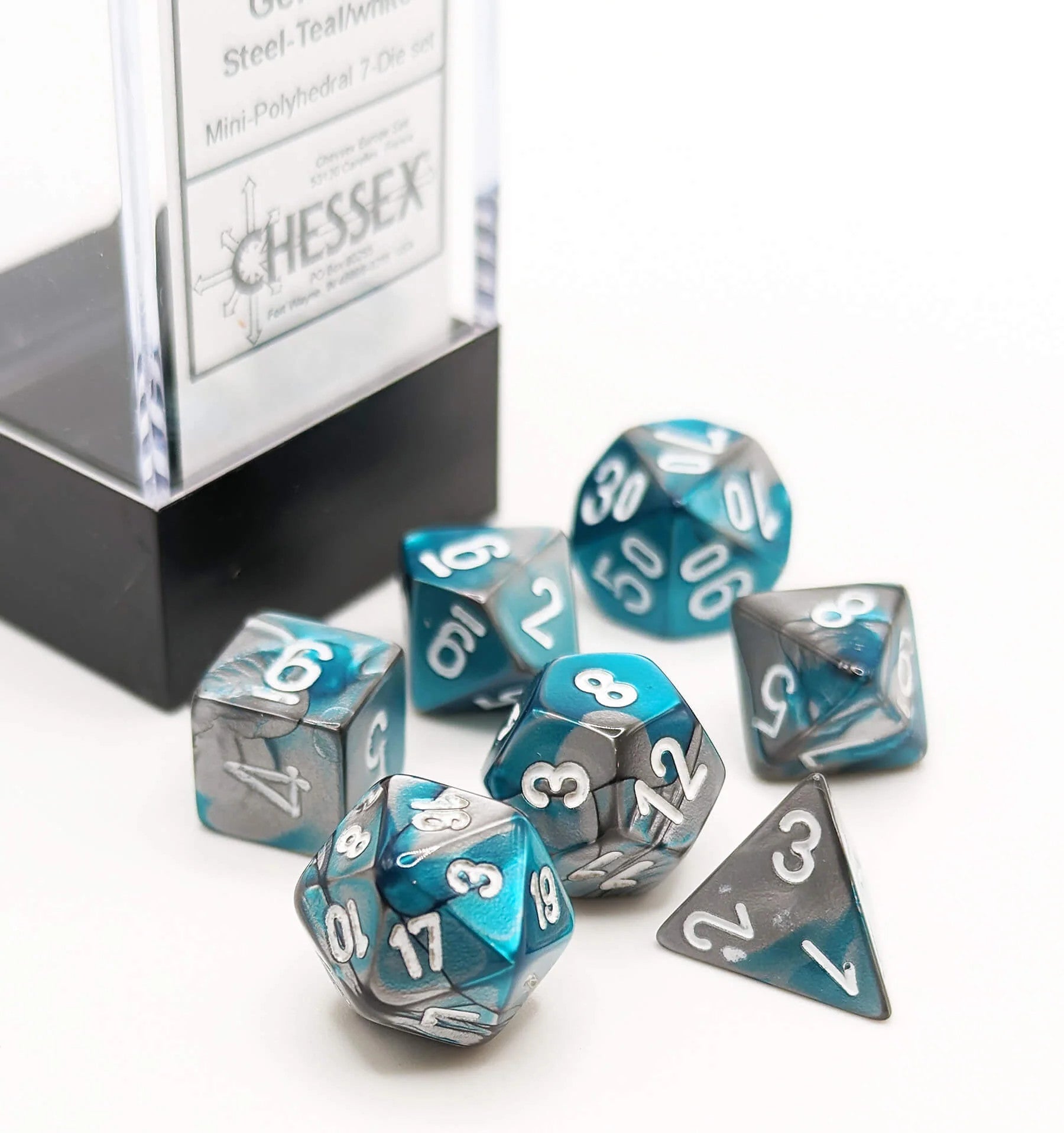 CHX20656: Gemini - Mini Poly Set Steel-Teal w/white (7)