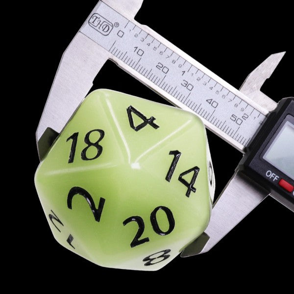 HDH-22: 55mm Titan d20 - Glow in the Dark White w/ black