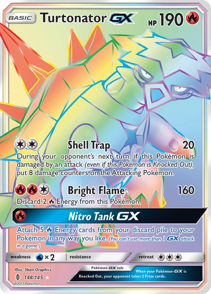 Turtonator GX (Secret) - 148/145 (SM:GRI) Secret Rare - Near Mint Holo