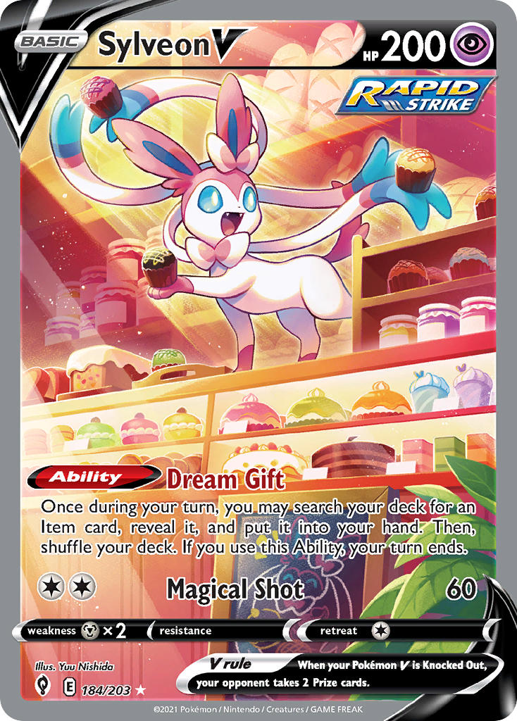 Sylveon V (Alternate Full Art) - 184/203 (SWSH07) Ultra Rare - Near Mi