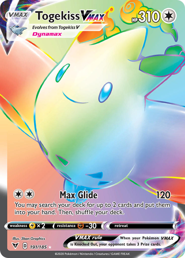 Togekiss VMAX (Secret) - 191/185 (SWSH04) Secret Rare - Near Mint Holo