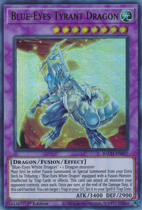 Blue-Eyes Tyrant Dragon (BACH-EN037) Ultra Rare - Near Mint 1st Editio