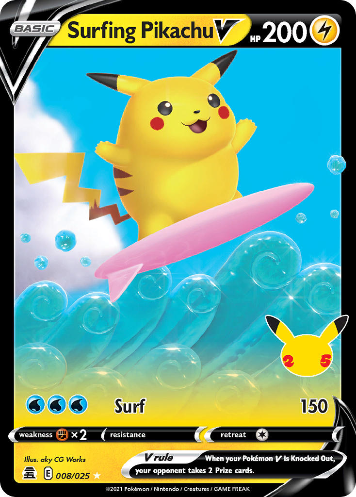 Surfing Pikachu V - 008/025 (CLB) Ultra Rare - Near Mint Holofoil