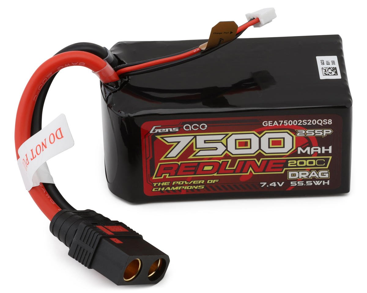Gens Ace Redline "Drag" 2S 200C LiPo Battery (7.4V/7500mAh) w/QS8 Connector