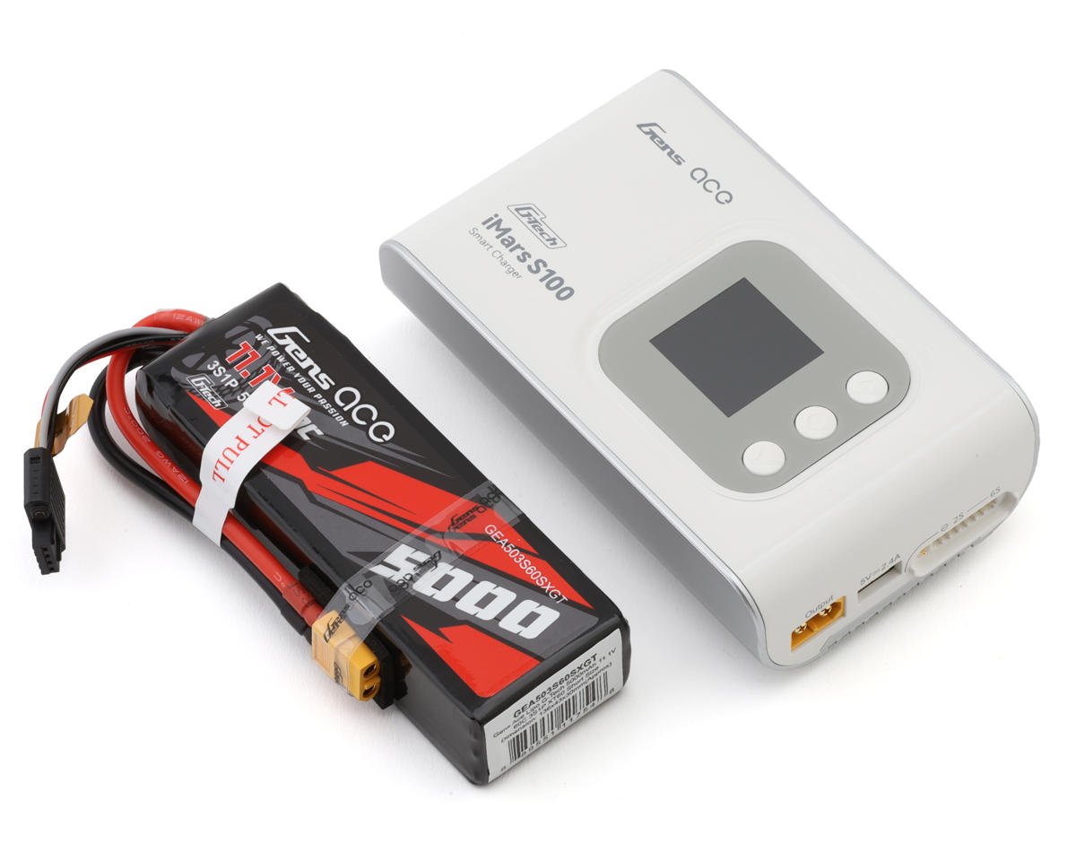 Gens Ace G-Tech Smart 3S Bundle w/3S 60C XT60 LiPo Battery (5000mAh) & iMars S100 Charger