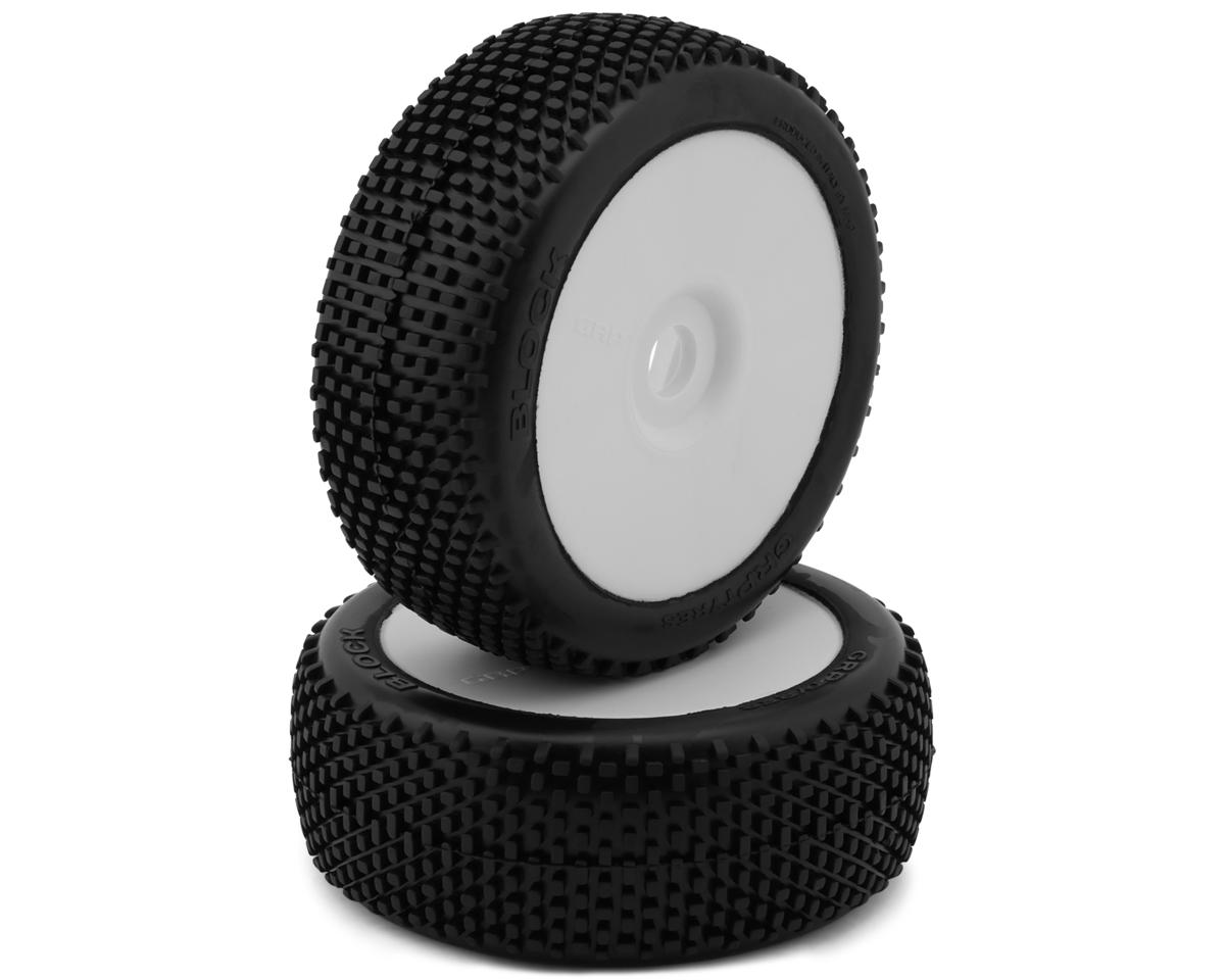 GRP Tires Block Pre-Mounted 1/8 Buggy Tires (White) (2) (S25 - Super Soft)
