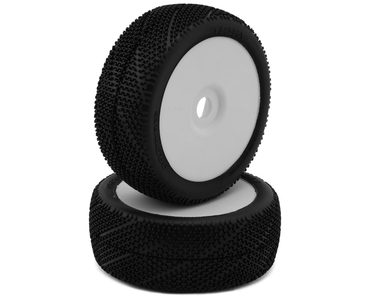 GRP Tires Triky Pre-Mounted 1/8 Buggy Tires (White) (2) (N35 - Soft)