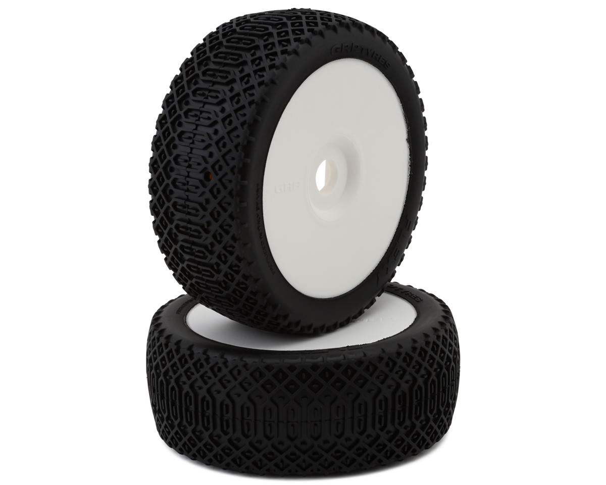 GRP Tires Flexy Pre-Mounted 1/8 Buggy Tires (White) (2) (N35 - Soft)
