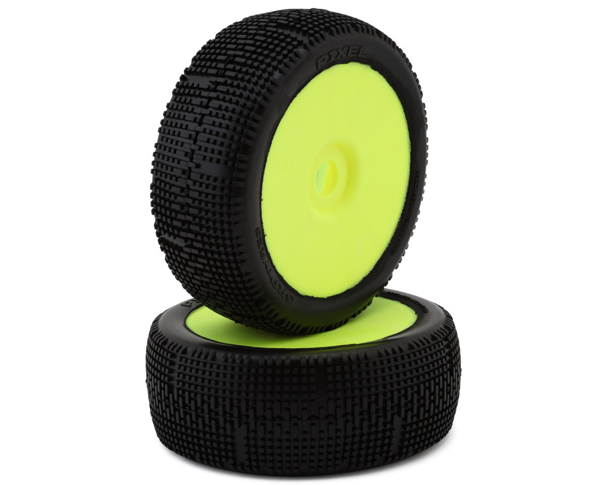 GRP Tires Pixel Pre-Mounted 1/8 Buggy Tires (Yellow) (2) (S35 - Soft)