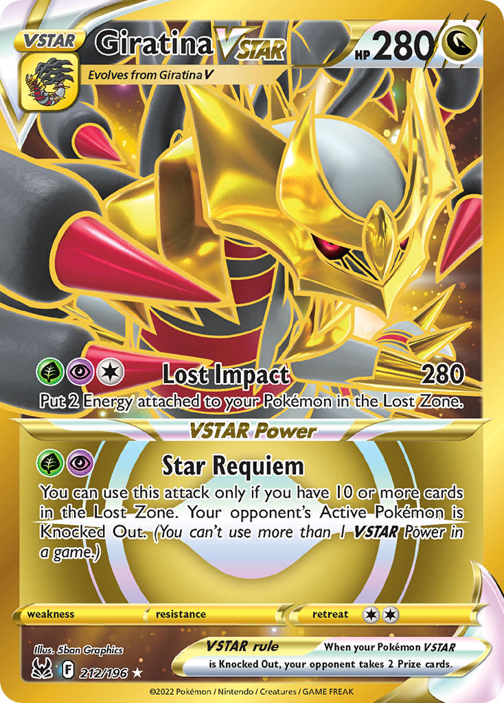 Giratina VSTAR (Secret) - 212/196 (SWSH11) Secret Rare - Near Mint Hol