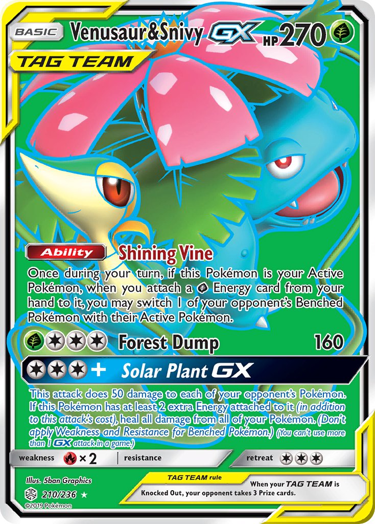 Venusaur & Snivy GX (Full Art) - 210/236 (CEC) Ultra Rare - Near Mint