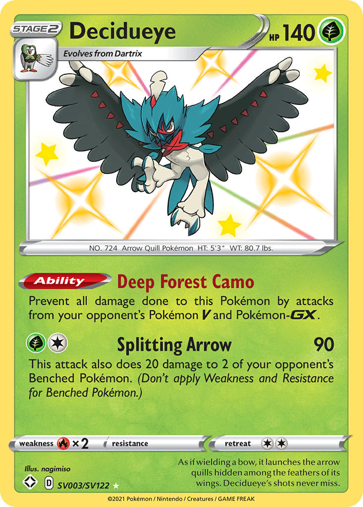 Decidueye - SV003/SV122 (SHF:SV) Shiny Holo Rare - Near Mint Holofoil
