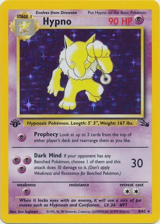 Hypno - 08/62 (FO) Holo Rare - Near Mint 1st Edition Holofoil