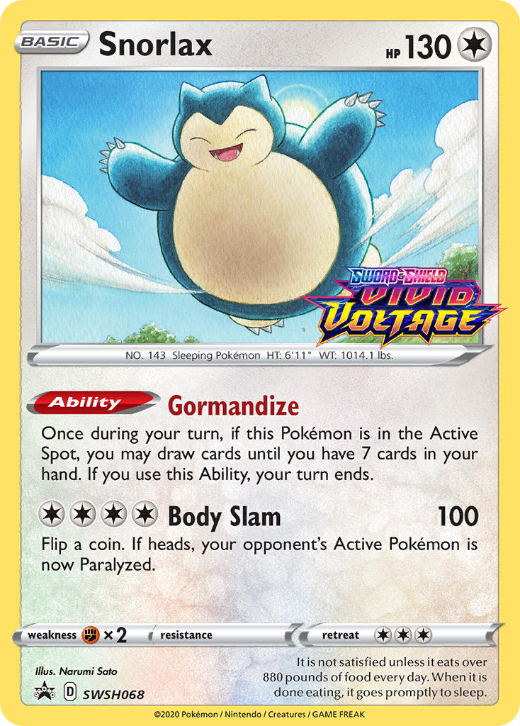 Snorlax (Prerelease) - SWSH068 (SWSH:PR) Promo - Near Mint Holofoil