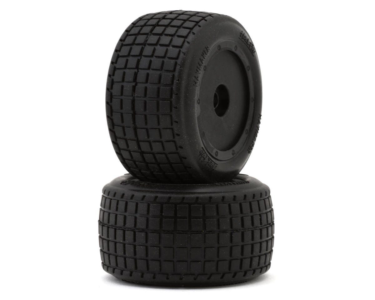 HackFab Losi Mini B/T 2.0 Haymaker Rear Pre-Mounted Mini Oval Tires (Medium) (Black) (2)