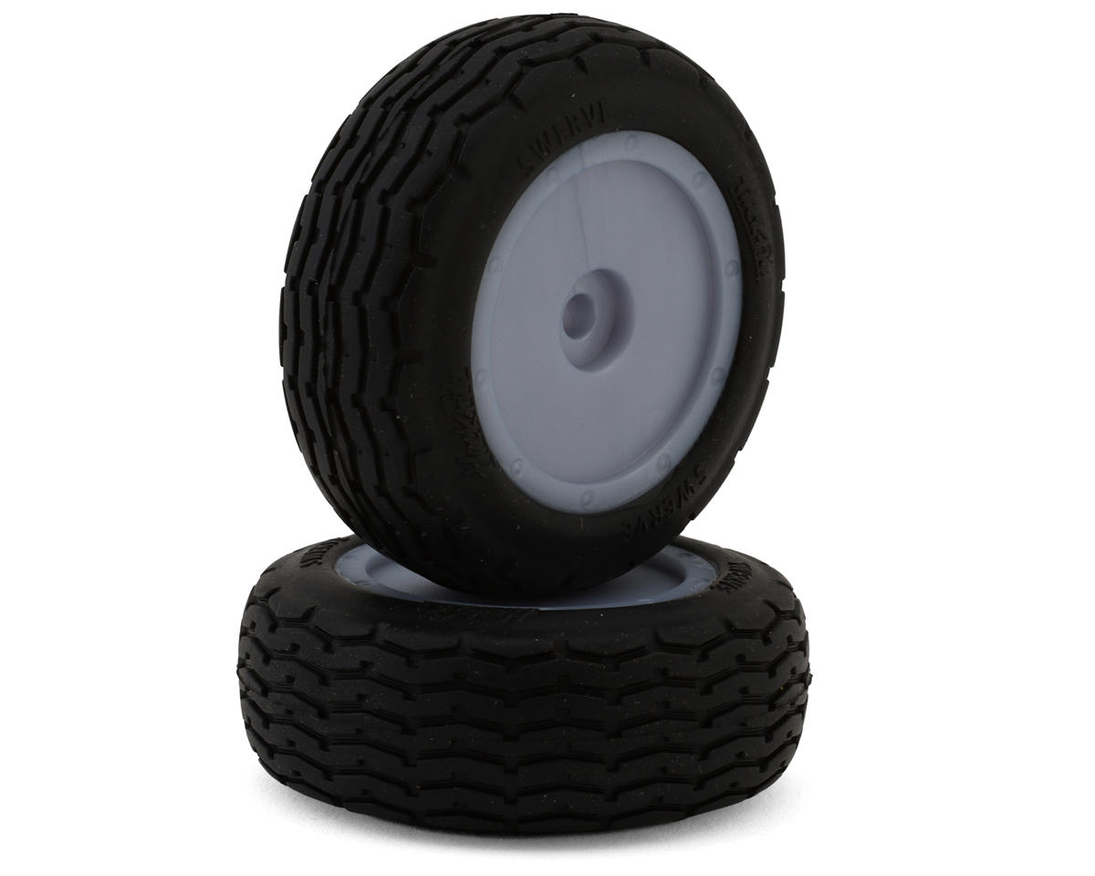 HackFab Losi Mini-B Swerve Pre-Mounted Mini Front Oval Tires (Super Soft) (Silver) (2)