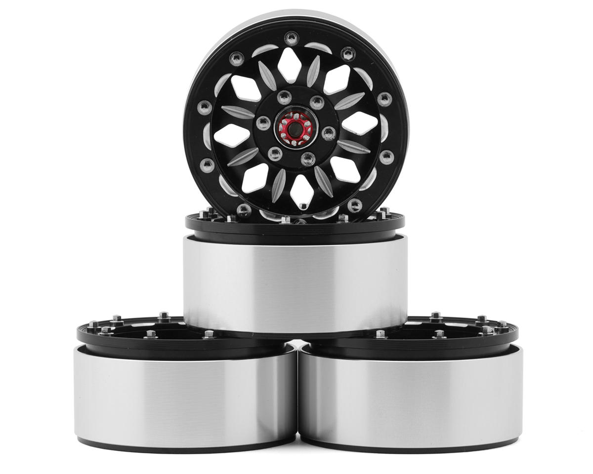 Hot Racing 1.9" Aluminum Beadlock Wheels (Black) (4) (B-Style) w/12mm Hex