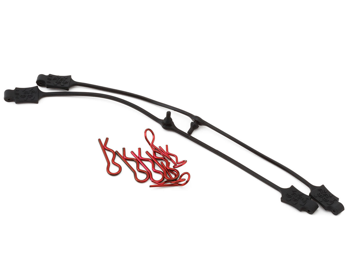 Hot Racing 1/8 & 1/10 Body Clip Retainer Set (Red) (2) w/Body Clips