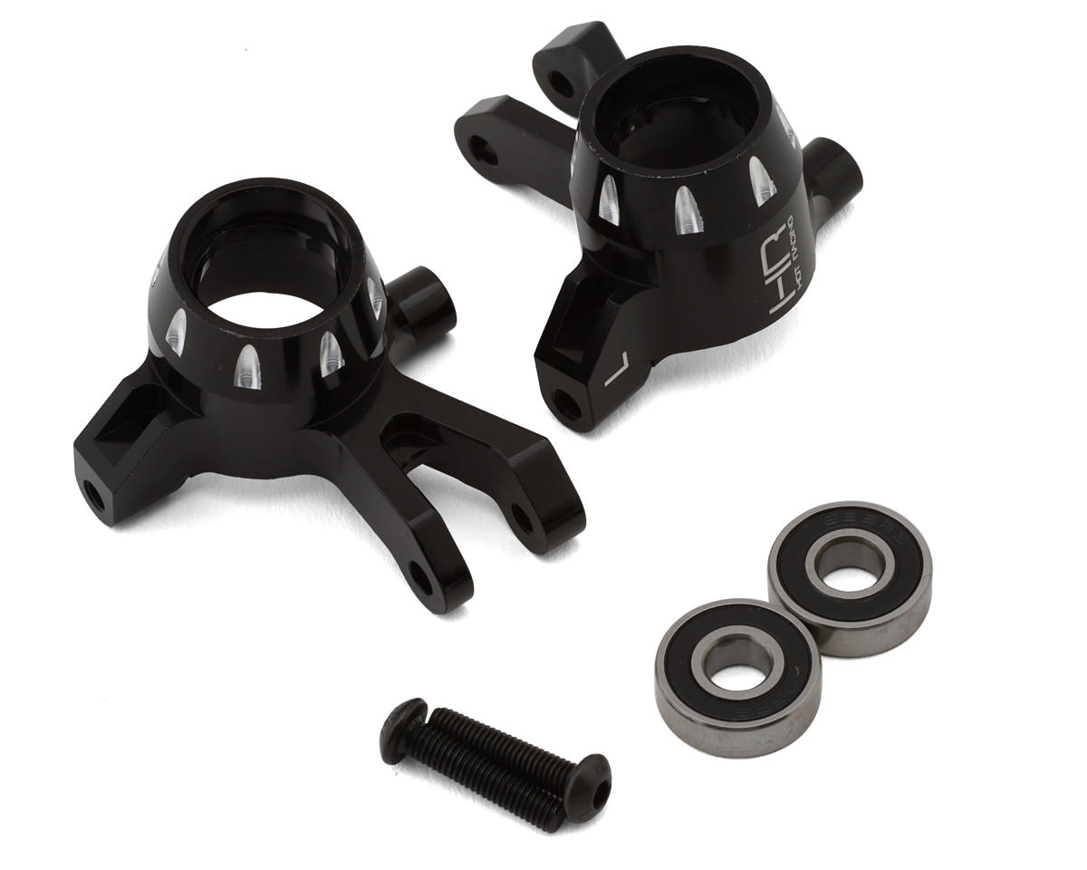 Hot Racing Aluminum Front Steering Knuckle Set for Traxxas® Mini Maxx® (Black) (2) w/HD Bearings