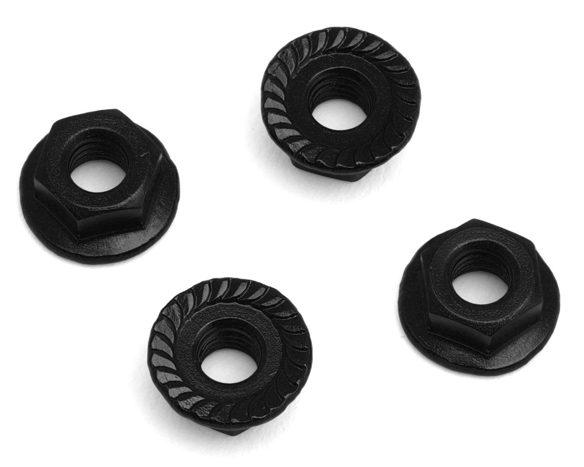 Hudy 4mm Aluminum Serrated Flange Nuts (Black) (4)