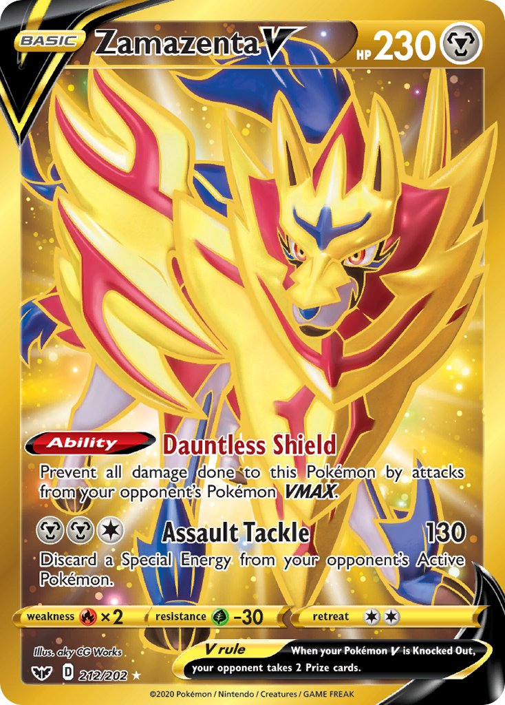 Zamazenta V (Secret) - 212/202 (SWSH01) Secret Rare - Near Mint Holofo