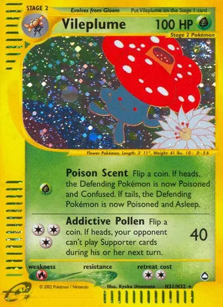 Vileplume Aquapolis (H31/H32) Foil - Moderate Play